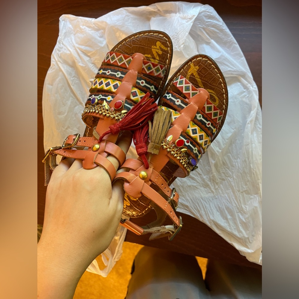 Sam Edelman Tribal Orange Sandals US6